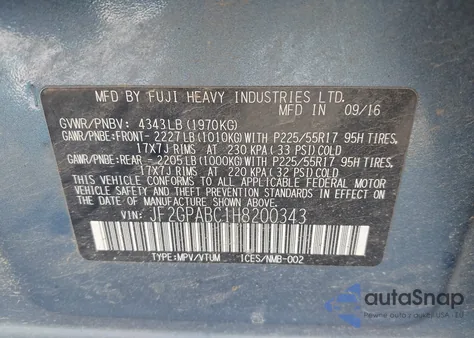 2017 Subaru Crosstrek Premium из США, поврежденный, VIN JF2GPABC1H8200343